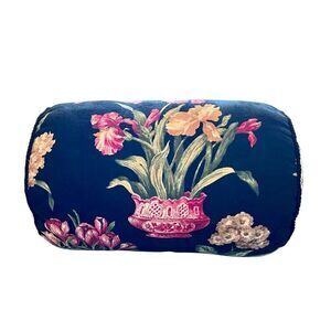 Vintage Chinoiserie Floral Neckroll Throw Pillow